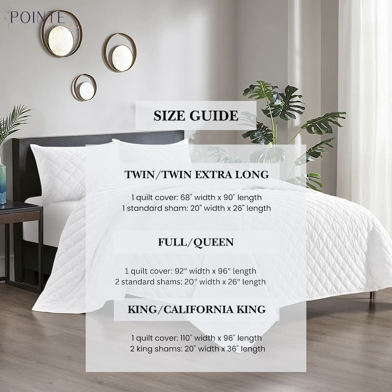 Pointehaven Heavy-Weight Oversized Diamond Design Velvet Quilt Sets