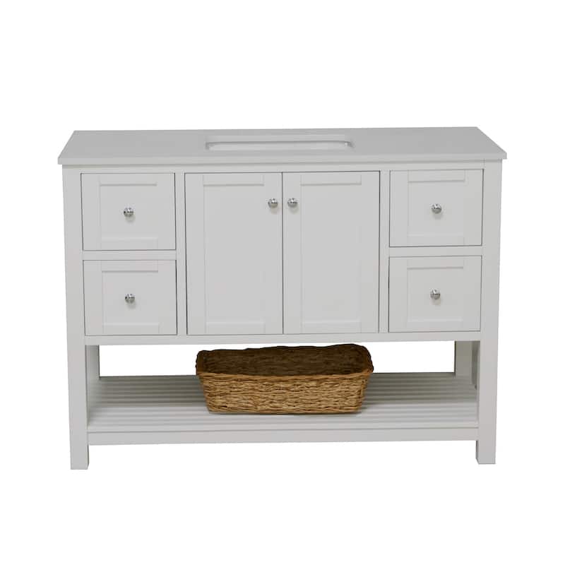 KitchenBathCollection Lakeshore 48" Bathroom Vanity with Engineered White Top