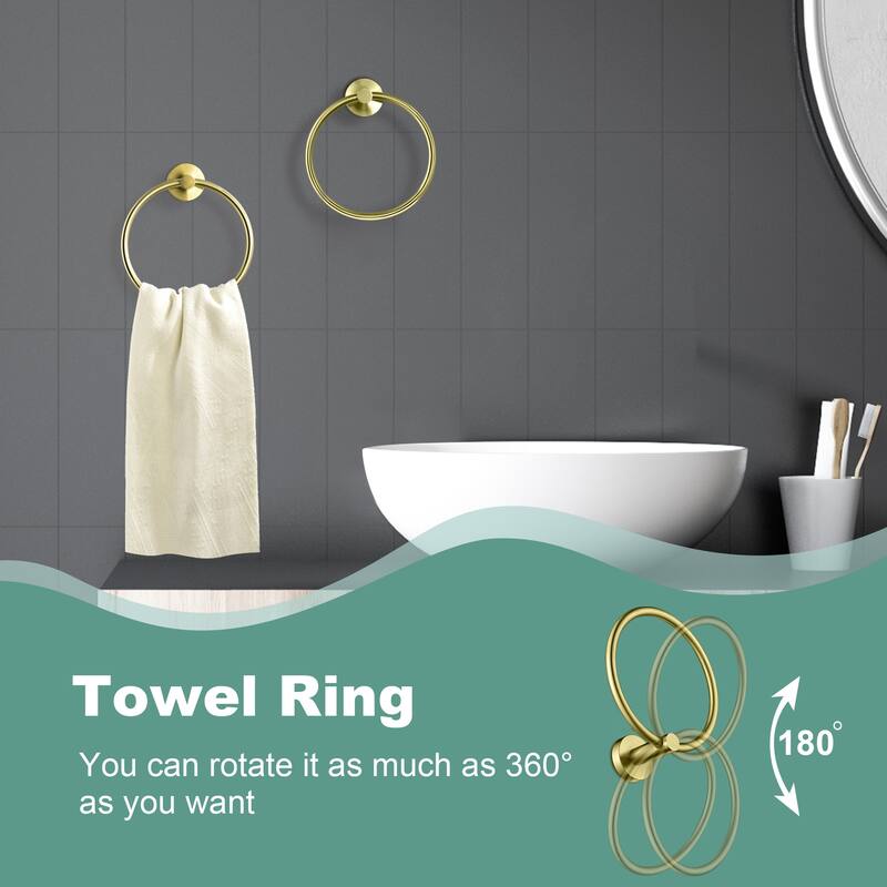 6-PCS Stainless Steel Bathroom Hardware Set,Round Shape