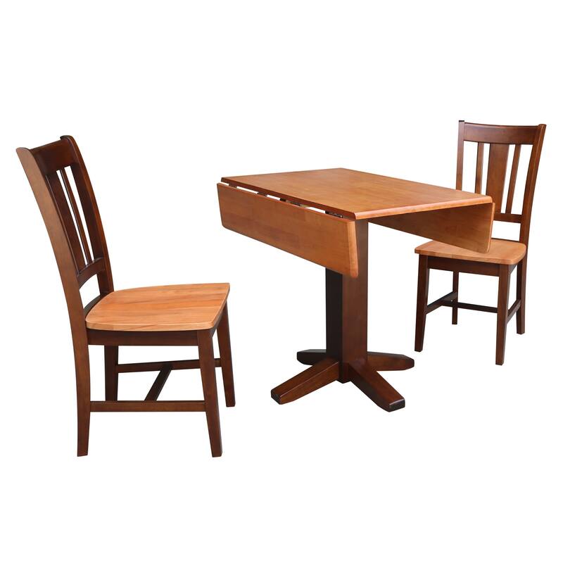 Set of 3 pcs - 36" Square Dual Drop Leaf Table with 2 Chairs