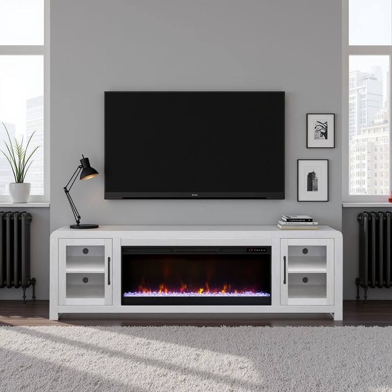 Bridgevine Home Haven 82 inch Fireplace TV Stand, for TVs up to 90 inches, Minimal Assembly