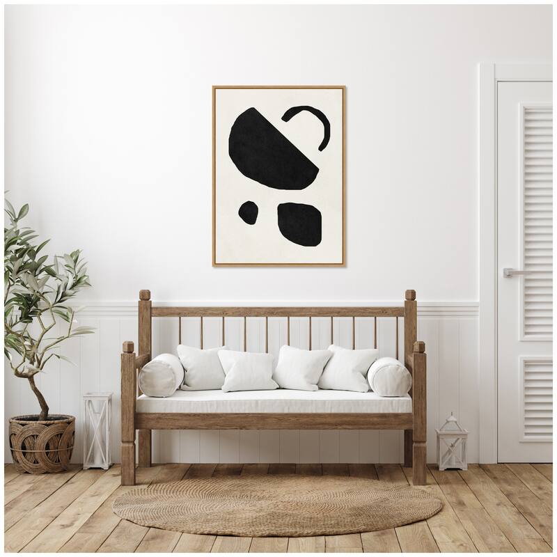 Kate and Laurel Sylvie Black Geometric Abstract 2 Framed Canvas by July Art Prints