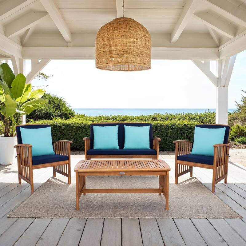 SAFAVIEH Outdoor Yuliana 4-Piece Conversation Patio Set - 47W x 33D x 26H