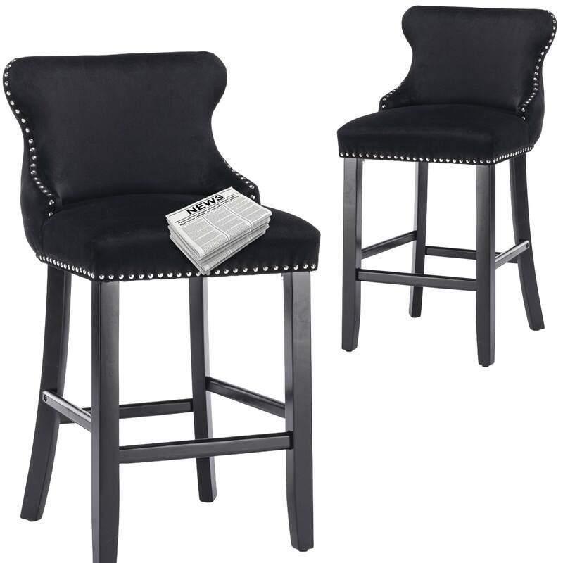 Upholstered Wing Back Bar Stools (Set of 6)