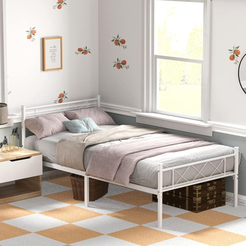 VECELO Modern Premium Metal Platform Bed Frames, Twin/Full/Queen Size Bed, Student apartment Beds