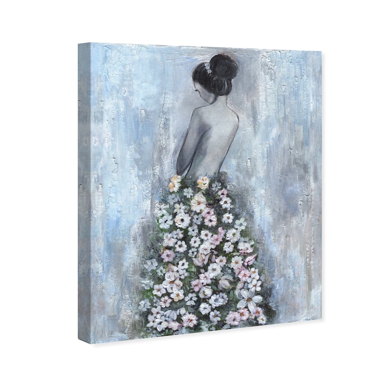 Wynwood Studio Fashion and Glam Ultimate Beauty Gray and Light Blue Rustic Wall Art Canvas Print