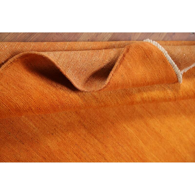Orange Gabbeh Modern Rug Hand-Knotted Wool Carpet - 4'0"x 5'9"