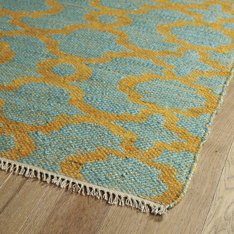 Kenwood Handmade Natural Fiber Turquoise Trellis 2'x3' Rug - 2' x 3' Rectangle - 2' x 3' Rectangle