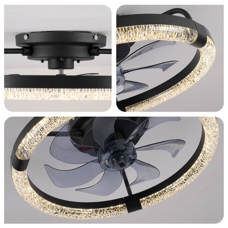 Sofucor 20 Inch Low Profile Ceiling Fan,Dimmable LED Ceiling Fans with Lights and Remote,Modern Flush Mount Fandelier Fans Light