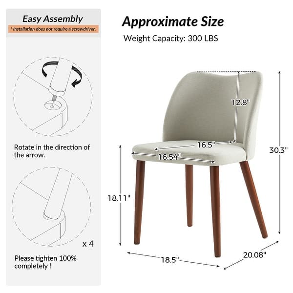 dimension image slide 4 of 9, HULALA HOME Melisa Solid Wood Dining Chair Set of 4