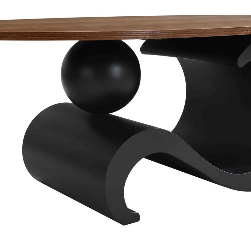 Nesting Coffee Table Set of 2, Round & Oval End Tables with faux marble Tabletop, Side Table