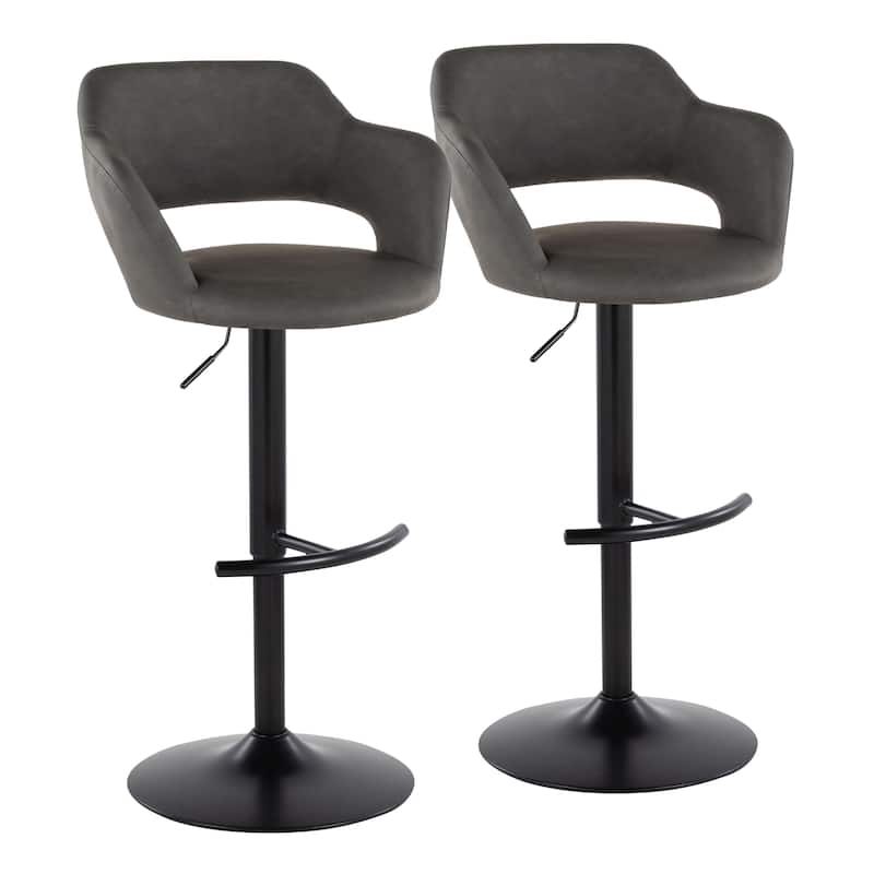 Porch & Den Vallen Adjustable Faux Leather Bar Stool with Rounded T Footrest (Set of 2)