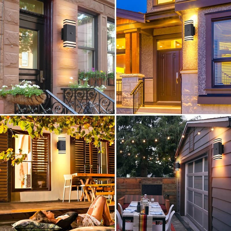 Dusk to Dawn Sensor Outdoor Wall Light, Square Modern Aluminum Waterproof 2 Pack