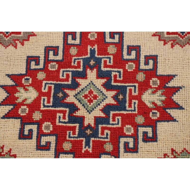 Traditional Kazak Accent Rug Handmade Wool Carpet - 3'5"x 5'1"