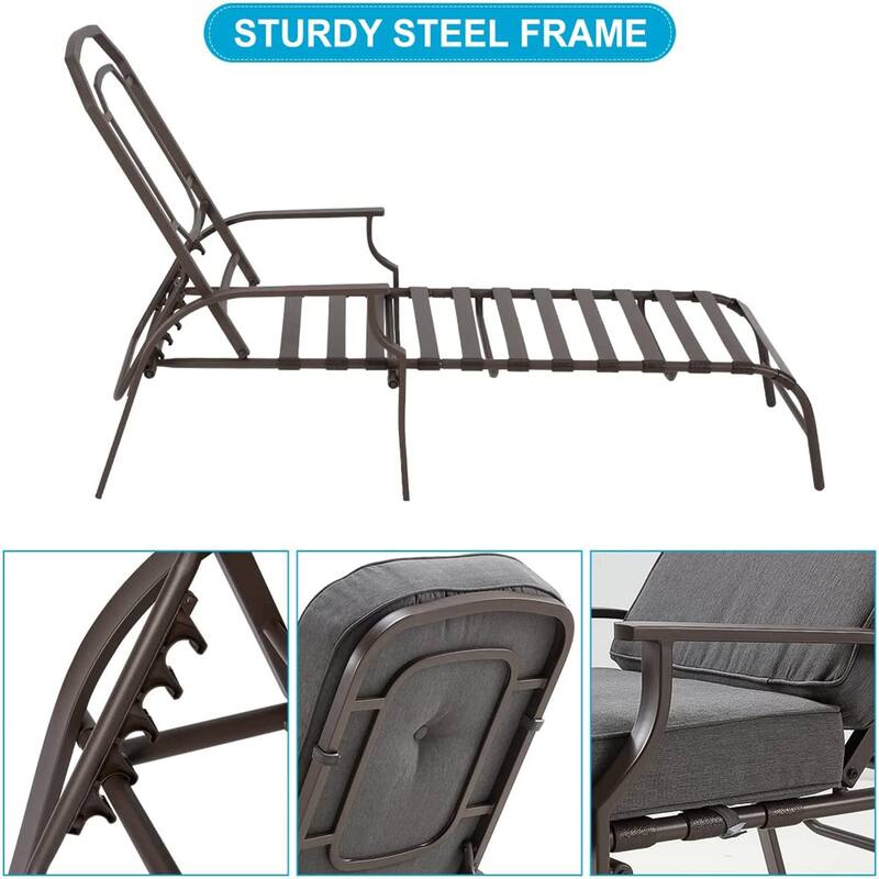 AECOJOY adjustable Outdoor Chaise Patio Lounge Chair (Set of 2)