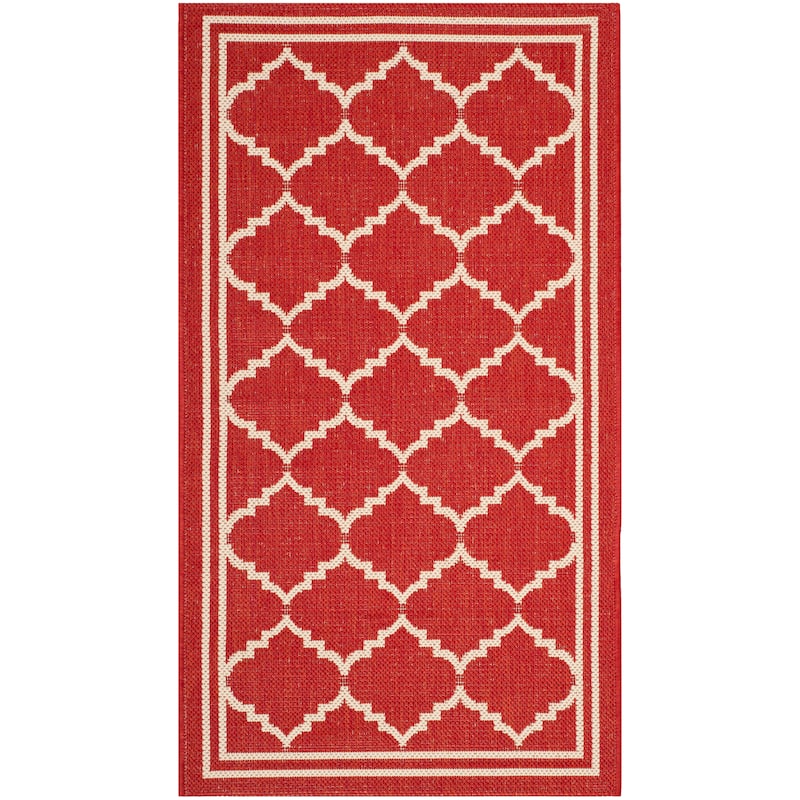 SAFAVIEH Courtyard Celine Indoor/ Outdoor Waterproof Patio Backyard Rug - 2' x 3'7" - Red/Beige