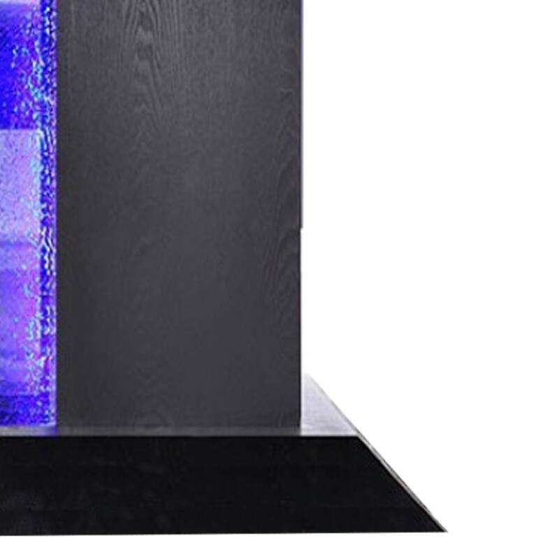 Wooden Dining Table with Pedestal Base Legs and LED Light, Black