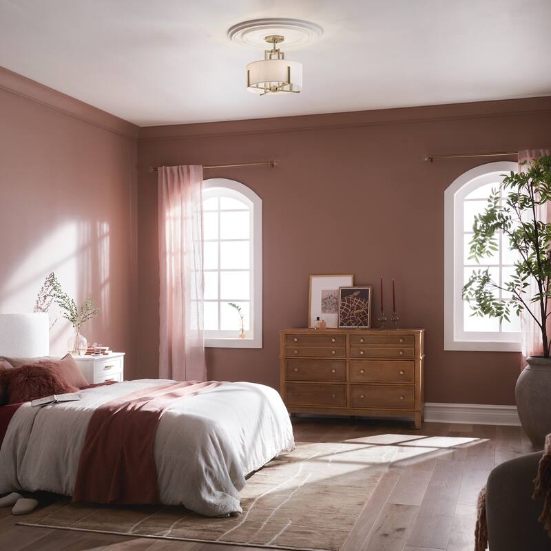 Kichler Lighting Malen 15.5 in. 4-Light Champagne Bronze Convertible Semi-Flush Mount Light with Fabric Shade