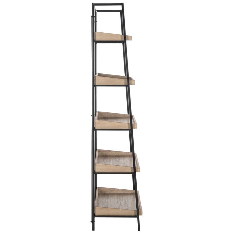 SAFAVIEH Sanzia Oak/ Black Etagere - 25' x 14' x 63' - 25Wx14Dx63H