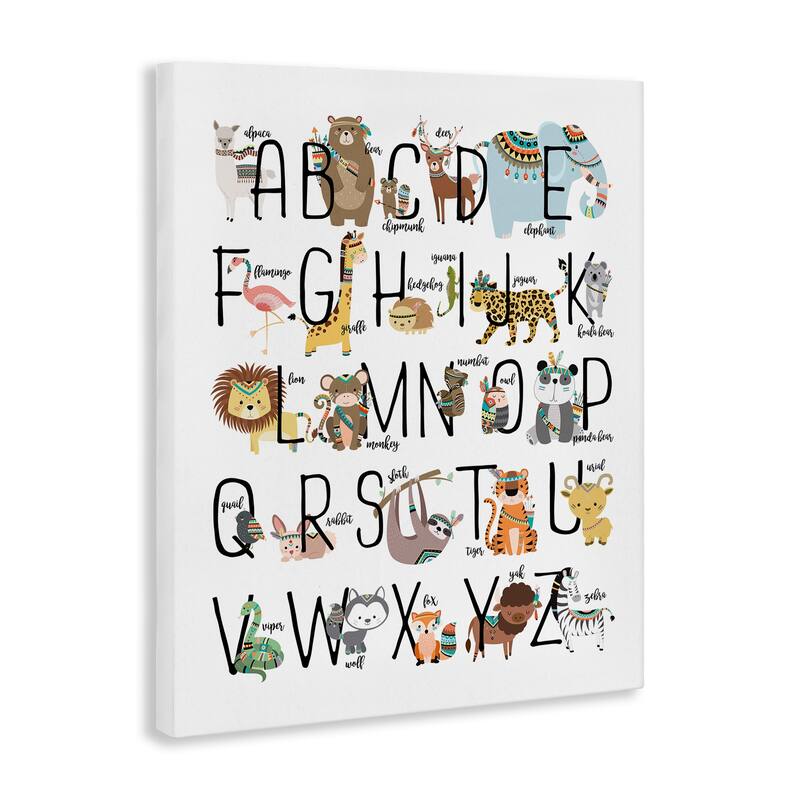 Stupell 'Boho Animal ABCs' Stretched Canvas Wall Art