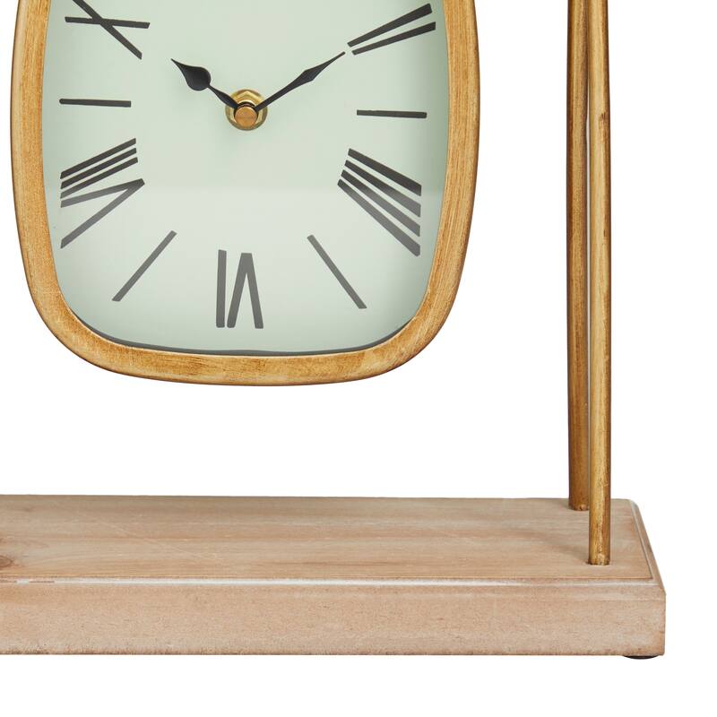 Gold Wood Pendulum Decorative Clock with Wood Base - 10 x 5 x 11