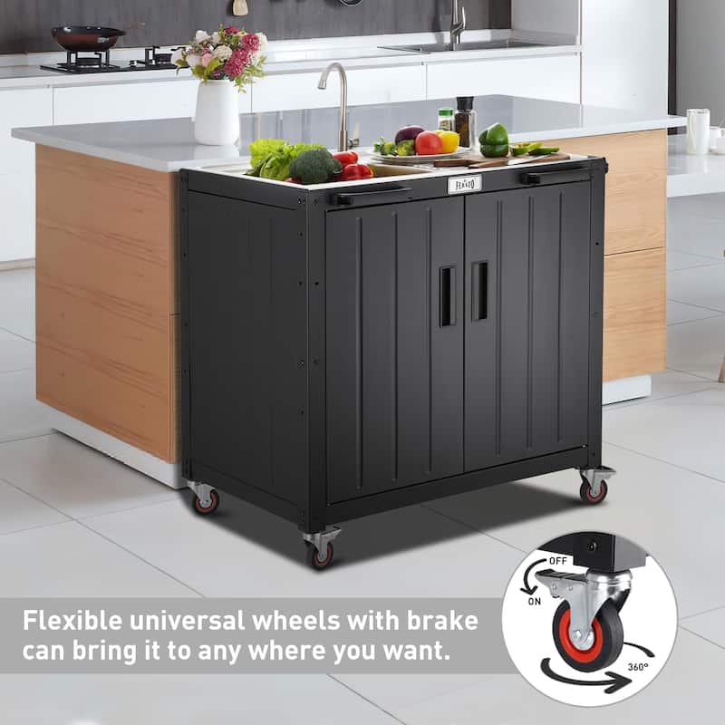 FEASTO KT2435D Stainless Steel Outdoor Kitchen Series Counter Freestanding Sink Station