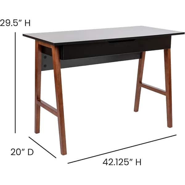 Modern Black Computer Desk with Storage Drawer - 42 Inch Writing Desk ...