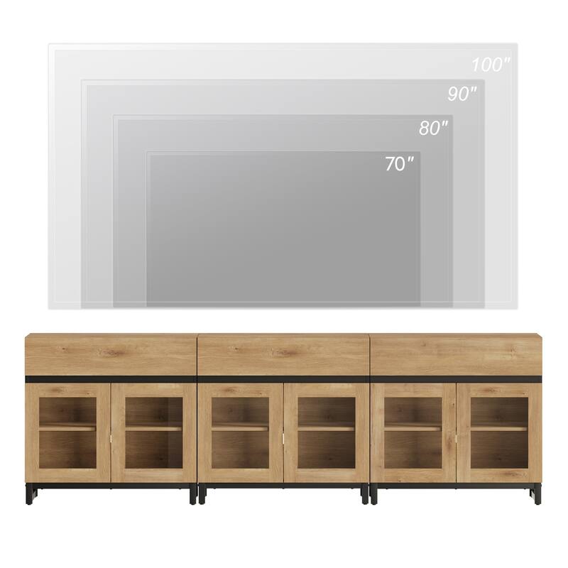WAMPAT Multifunctional Sideboard Buffet Cabinets with 6 Glass Doors and Drawers, Modern Sideboard, Coffee Bar Storage Cabinet