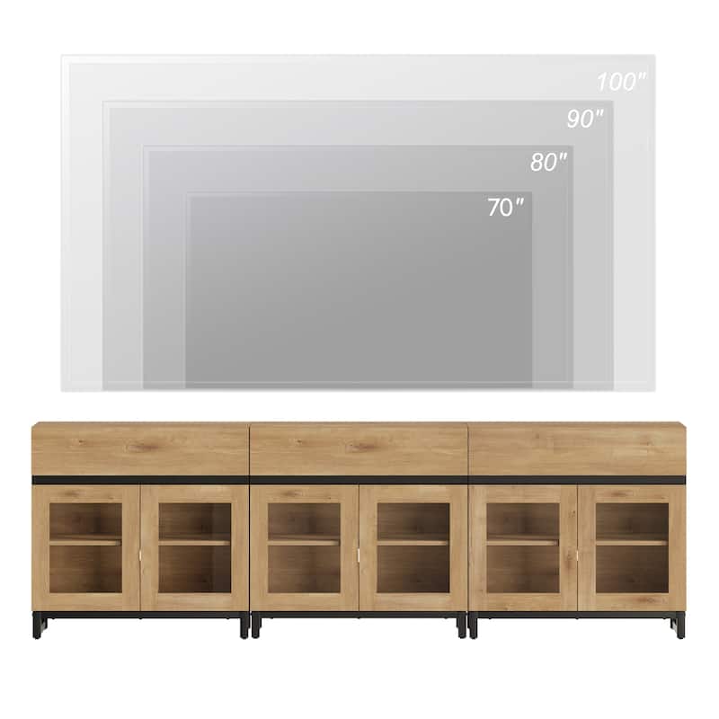WAMPAT Multifunctional Sideboard Buffet Cabinets with Glass Doors, Modern Sideboard with Adjustable Shelf, Coffee Bar Cabinet