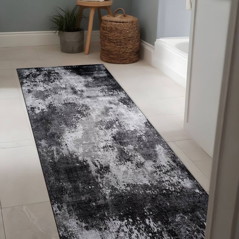 Beverly Rug Queen Abstract Non-Slip Rubber Back Washable Indoor Area Rug