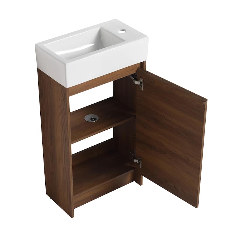 BNK 16/18 inch Freestanding Bathroom Vanity with Single Sink and Soft Close Door