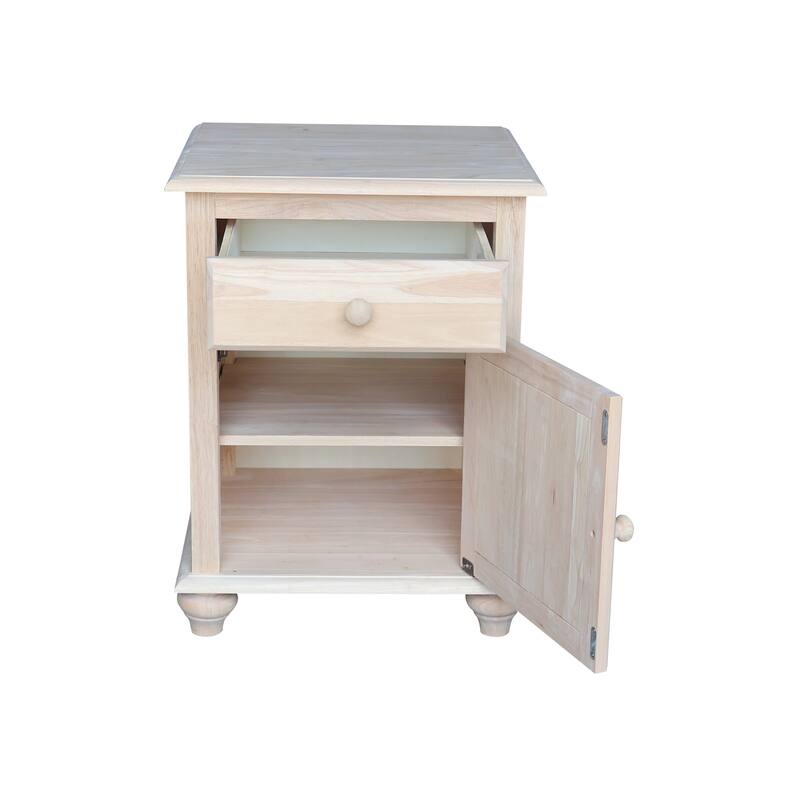International Concepts Solid Wood Nightstand with Storage Cabinet