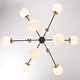 preview thumbnail 5 of 7, Modern Black 12-Light Sputnik Pendant Lamp with White Glass Shade