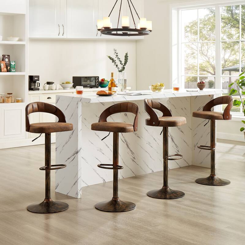 Javlergo Bar Stools Set of 2, Modern Adjustable Swivel Kitchen Bar Chair with Footrest