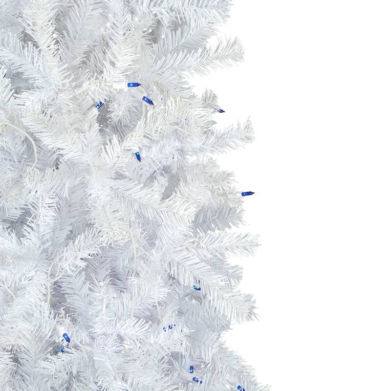 6.5' Woodbury White Pine Pencil Artificial Christmas Tree, Blue Lights - 6.5 Foot