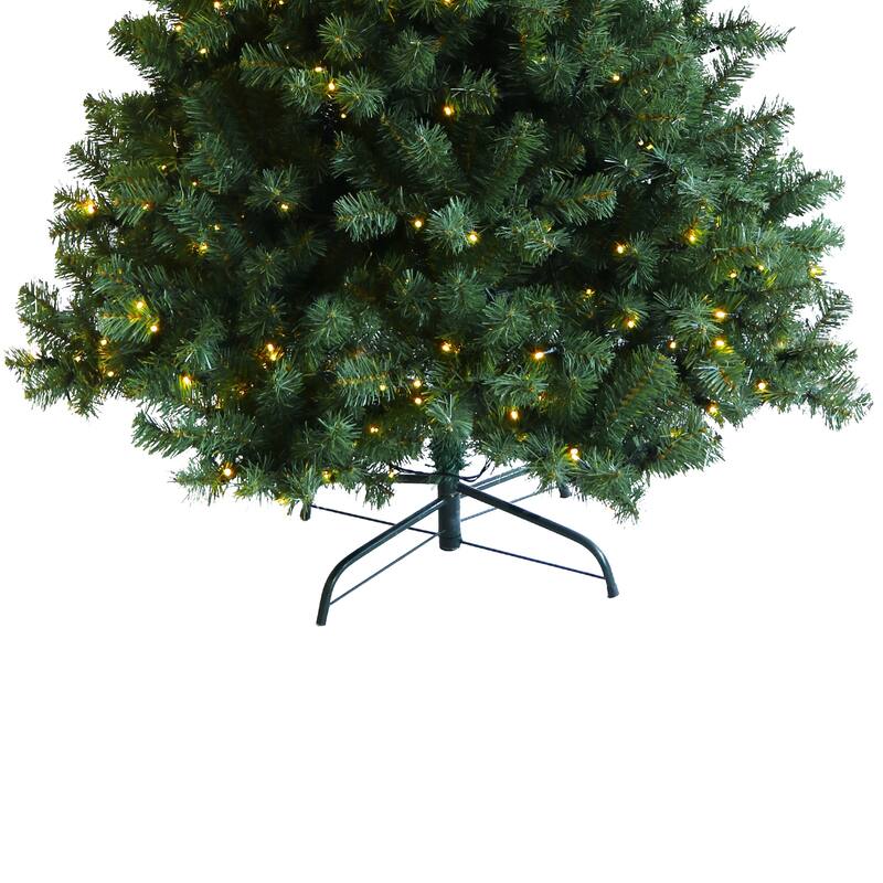 Pre-Lit Artificial Hinged Christmas Tree - Foldable Stand, Xmas Decoration - Green