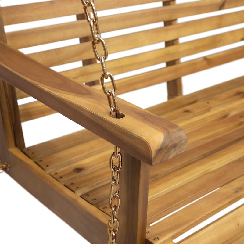 Tasmania Outdoor Aacia Wood Porch Swing by Christopher Knight Home