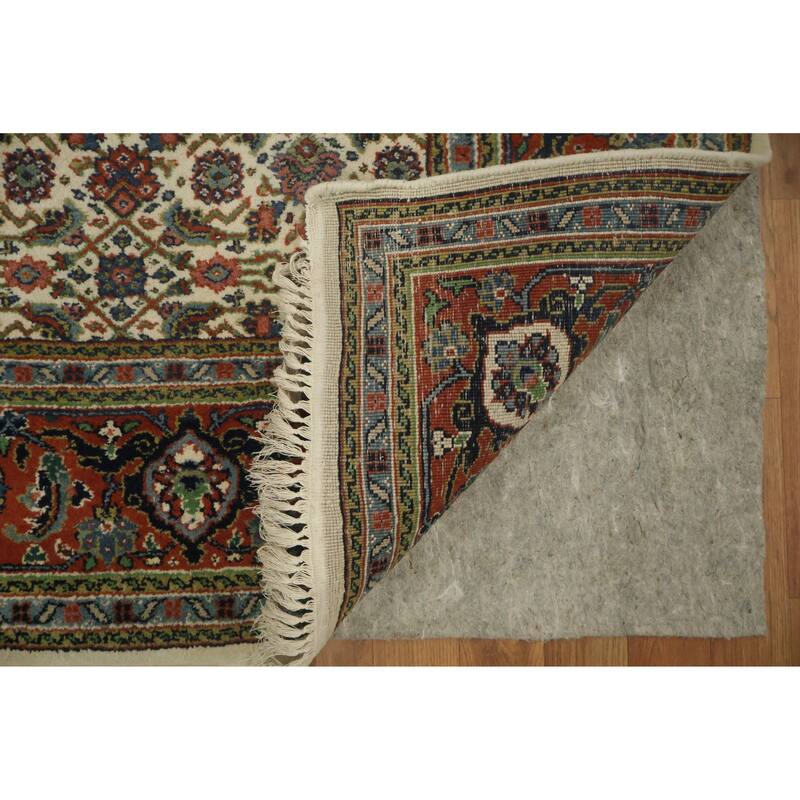Hand Knotted Oriental 100% Wool Carpet Traditional Geometric Beige & Ivories Tabriz Area Rug - 9' 9'' X 6' 3''