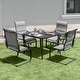 preview thumbnail 17 of 21, Nuu Garden 5-Piece Patio Outdoor Textilene and Metal Dining Set with Umbrella Hole Light Grey