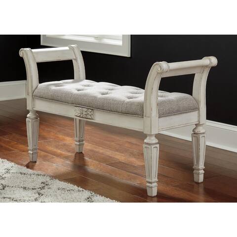 Realyn Vintage Casual Antique White Accent Bench