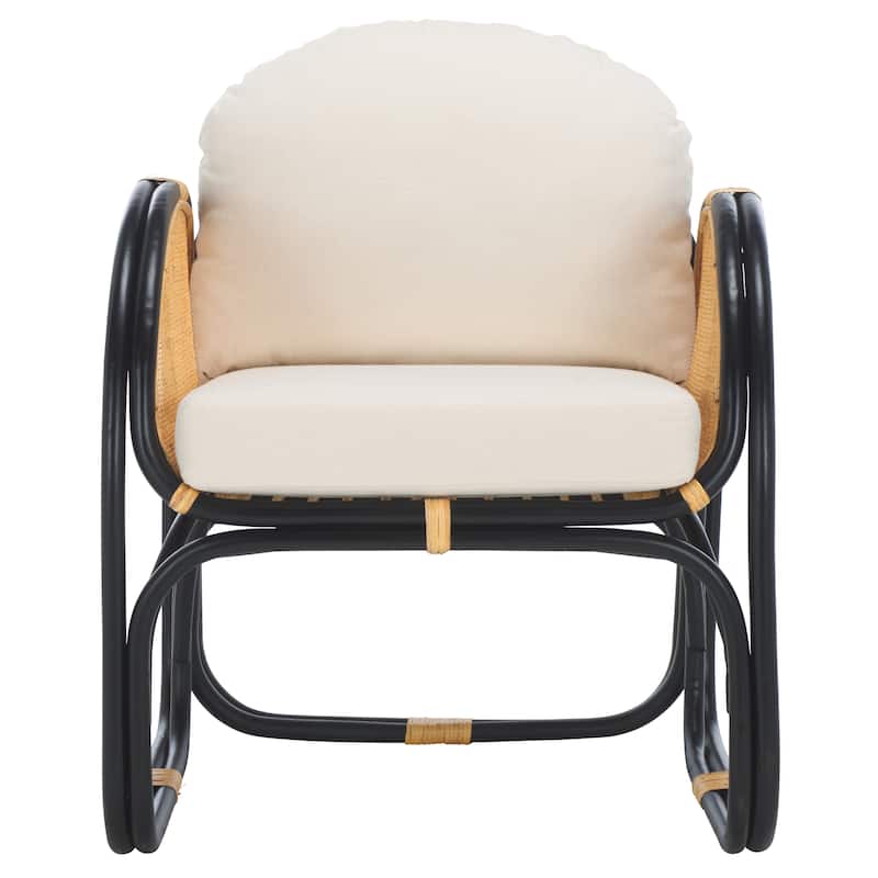 SAFAVIEH Constella Boho Coastal Solid Wood Accent Chair with Cushion - 26"W x 26"D x 30"H