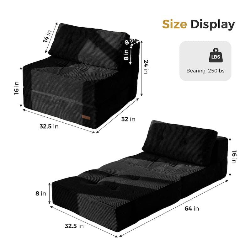 Corduroy Foam Folding Sofa Bed,6inch floor mattress