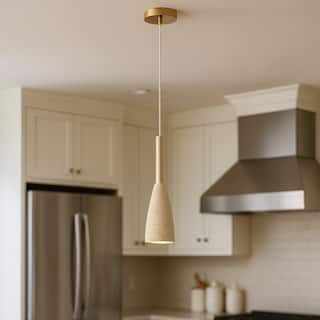 Acroma 1 -Light Natural Stone Elongated Pendant Light - 1-light