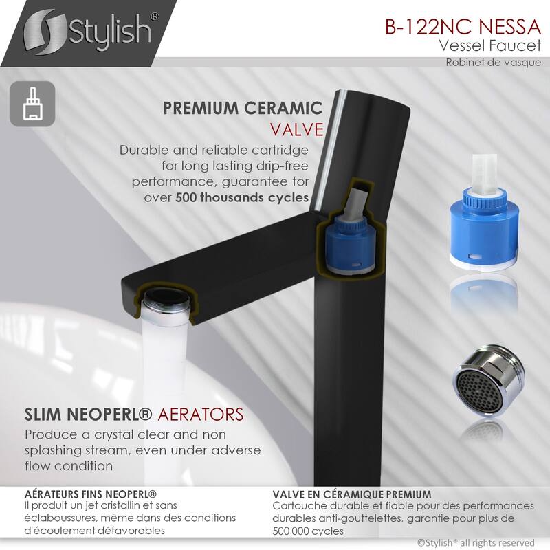 Stylish Nessa Single Handle Ht 12 1/2" Vessel Bathroom Faucet B-122
