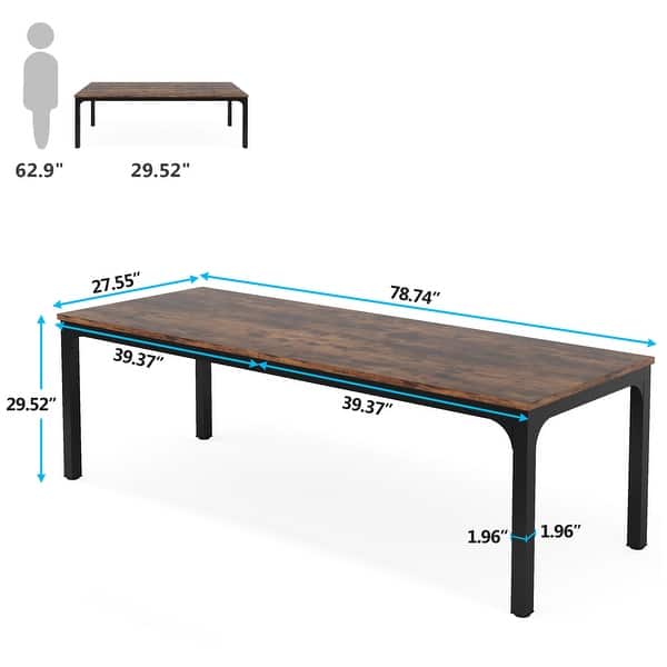 dimension image slide 4 of 9, 13FT Large Rectangle Conference Meeting Seminar Table for 12-16 Person (Set of 4)
