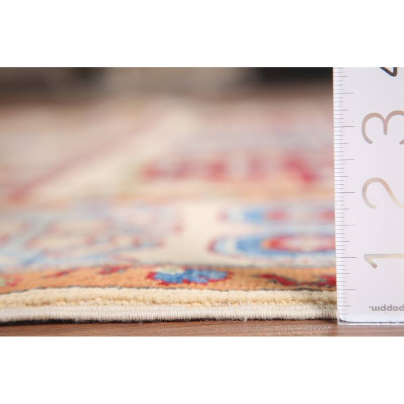 Hand Knotted Oriental 100% Wool Carpet Traditional All-Over Beige & Ivories Kazak Area Rug - 9' 11'' X 6' 8''