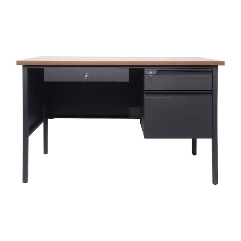 Commercial Right Side Single Pedestal Desk with 3 Locking Drawers