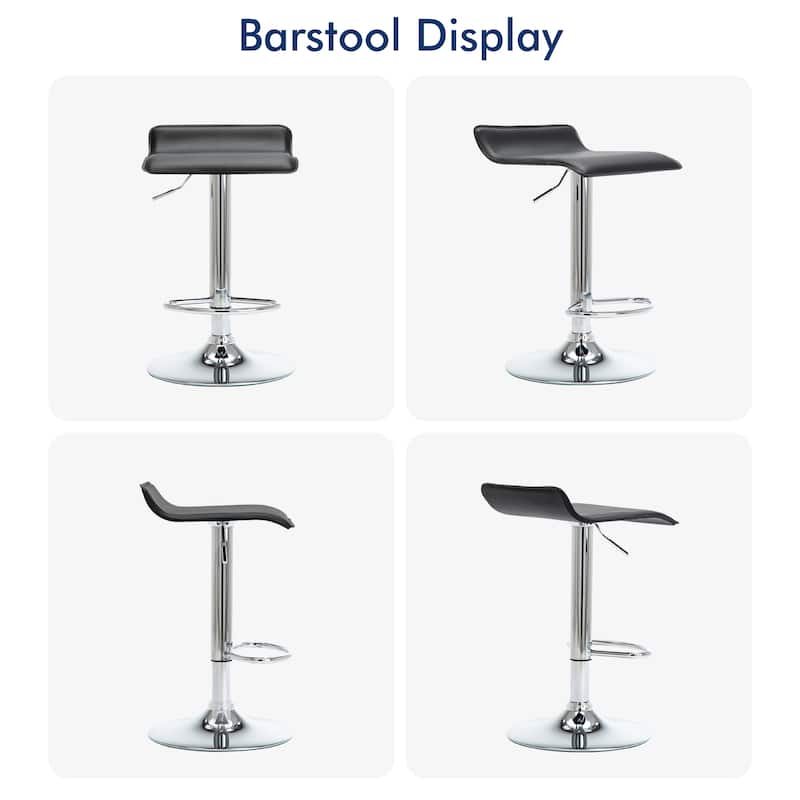 Faux Leather Upholstered Adjustable Barstools Airlift Counter Bar Pub Height Stools Set of 2