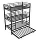 preview thumbnail 6 of 18, Metal Twin Size Kids Triple Bunk Bed with Trundle, Heavy Duty Steel Frame, Full-Length Guardrails, Black