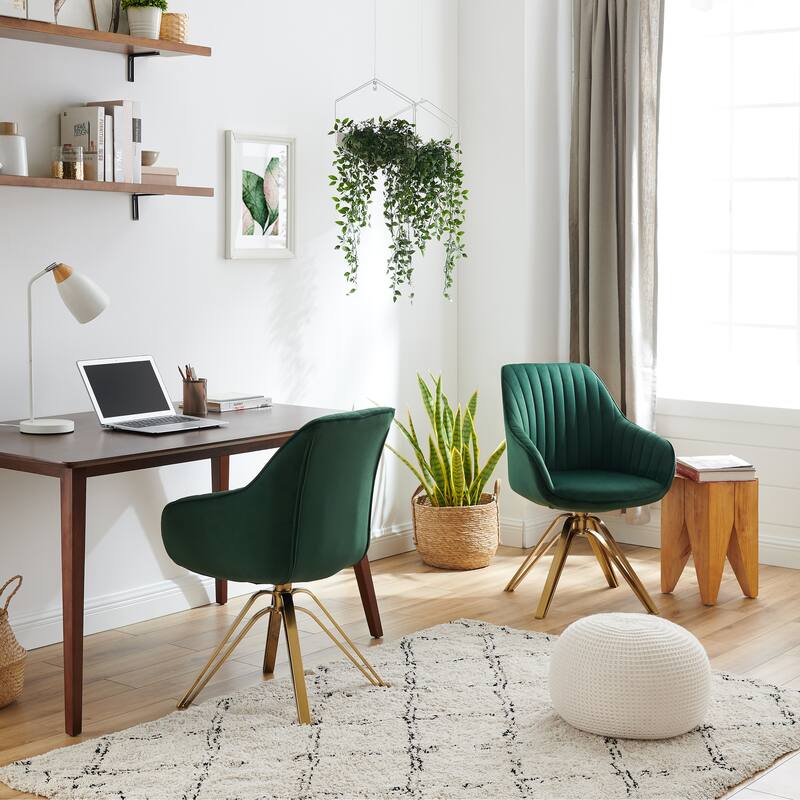 Art Leon Classical Swivel Office Accent Arm Chair with Golden Legs